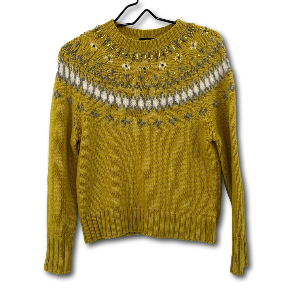 J. Crew Factory Chartreuse Fair Isle Sweater